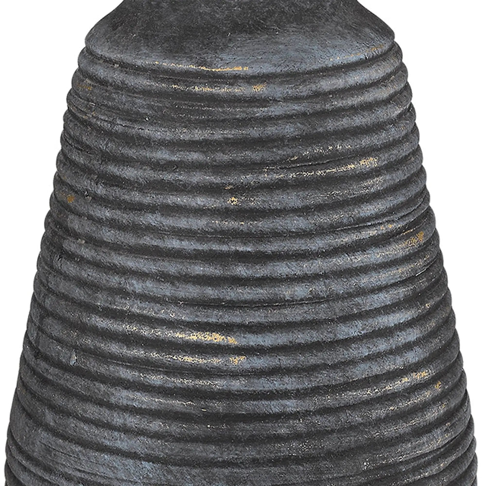 26" Gray and Gold Ceramic Column Lamp With White Drum Shade - Homeroots
