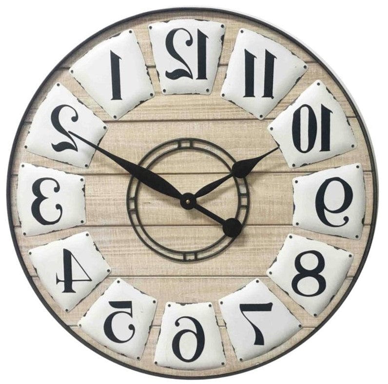 24" Circle Black and White Wood Analog Wall Clock - Homeroots - Flyclothing LLC
