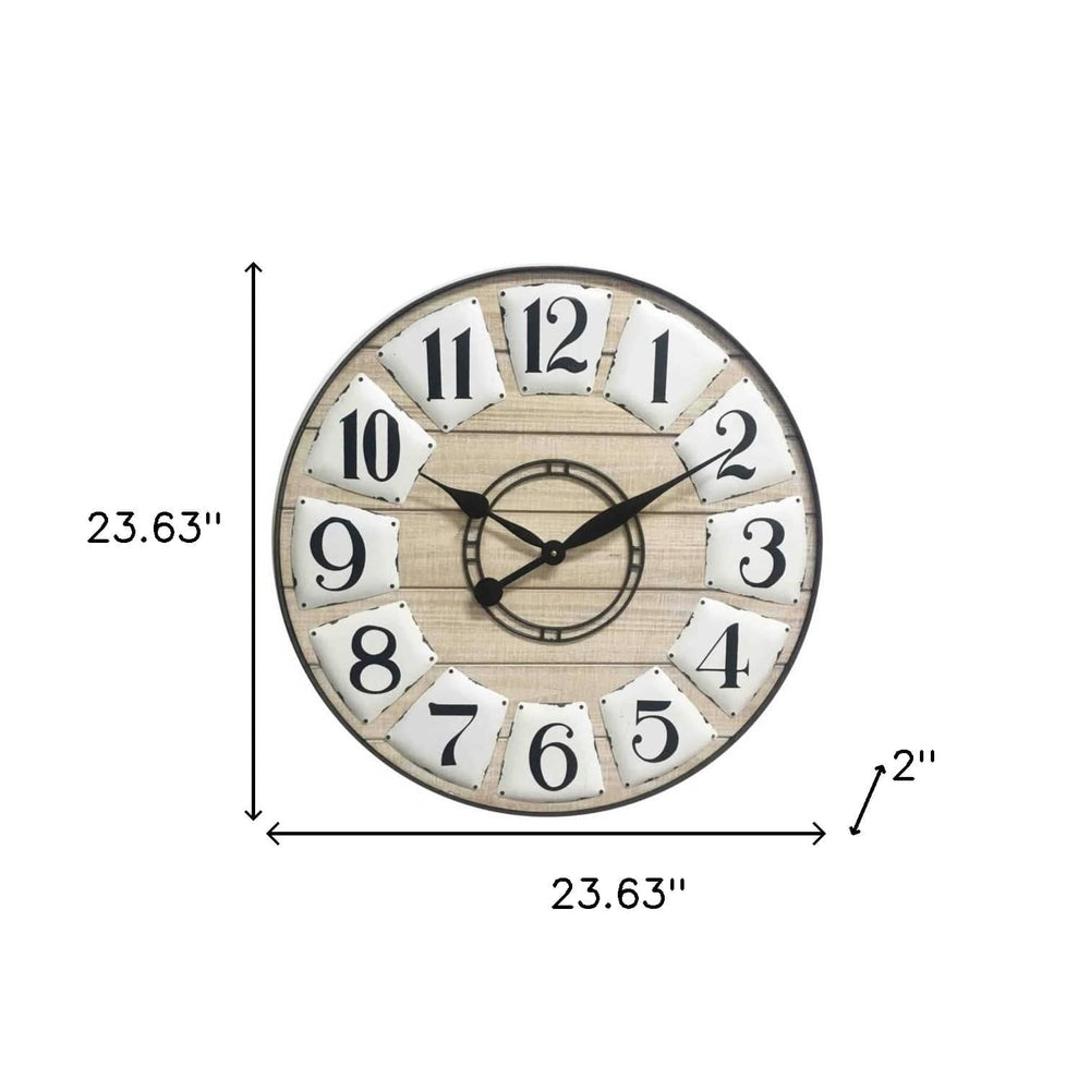 24" Circle Black and White Wood Analog Wall Clock - Homeroots - Flyclothing LLC