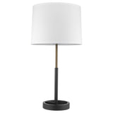 31" Black and Gold Metal Table Lamp With White Empire Shade - Homeroots - Flyclothing LLC
