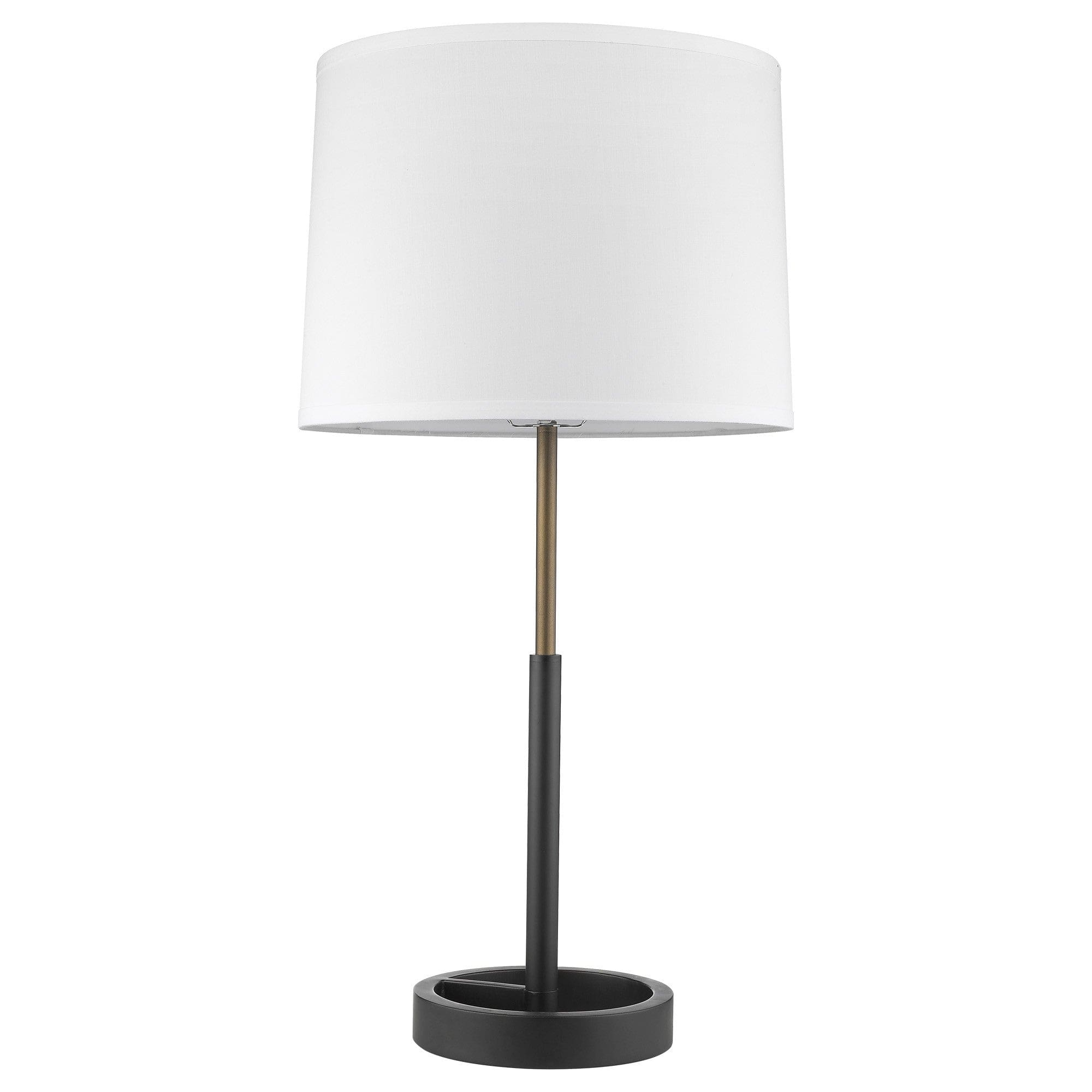 31" Black and Gold Metal Table Lamp With White Empire Shade - Homeroots - Flyclothing LLC