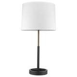 31" Black and Gold Metal Table Lamp With White Empire Shade - Homeroots