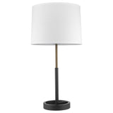 31" Black and Gold Metal Table Lamp With White Empire Shade - Homeroots - Flyclothing LLC