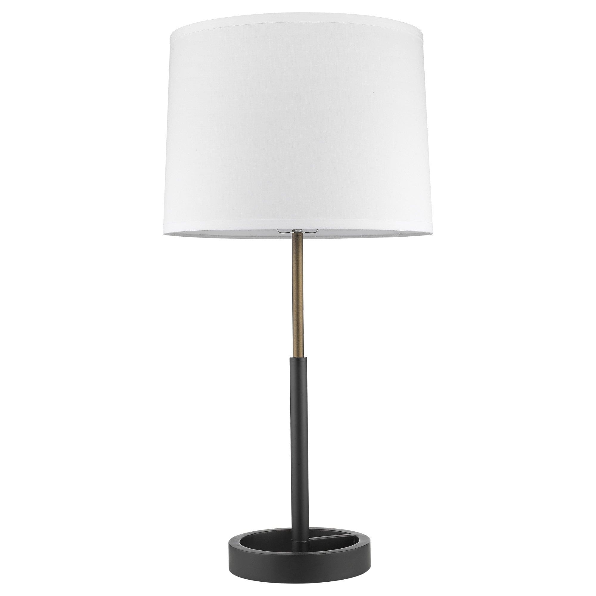 31" Black and Gold Metal Table Lamp With White Empire Shade - Homeroots - Flyclothing LLC