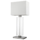31" Silver Metal and Acrylic Buffet Lamp With White Shade - Homeroots - Flyclothing LLC