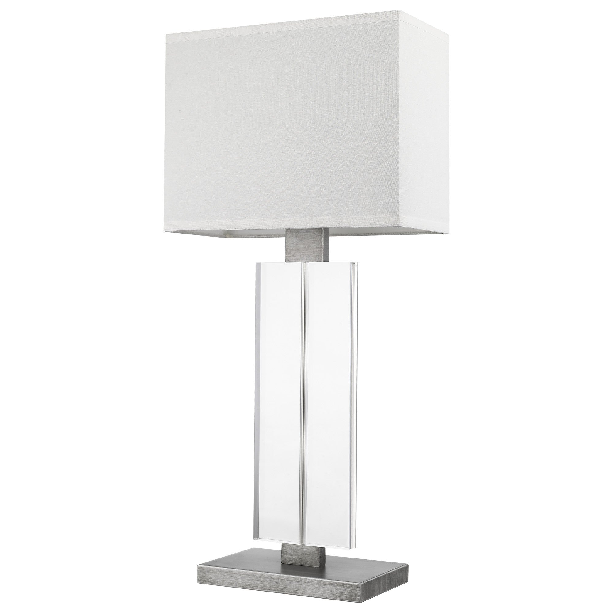 31" Silver Metal and Acrylic Buffet Lamp With White Shade - Homeroots - Flyclothing LLC