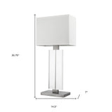 31" Silver Metal and Acrylic Buffet Lamp With White Shade - Homeroots - Flyclothing LLC
