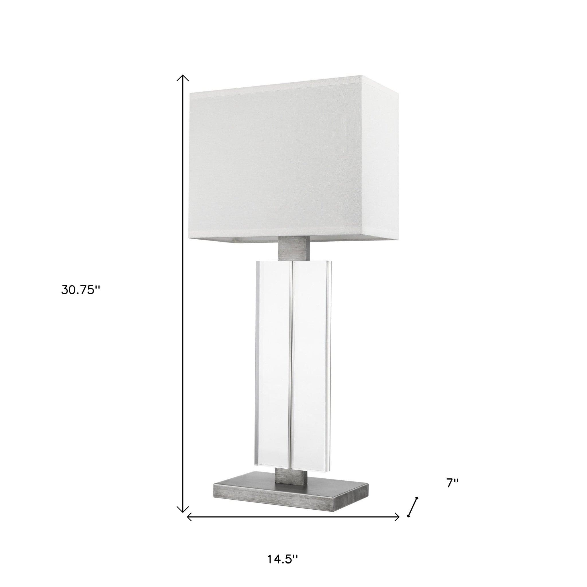 31" Silver Metal and Acrylic Buffet Lamp With White Shade - Homeroots - Flyclothing LLC