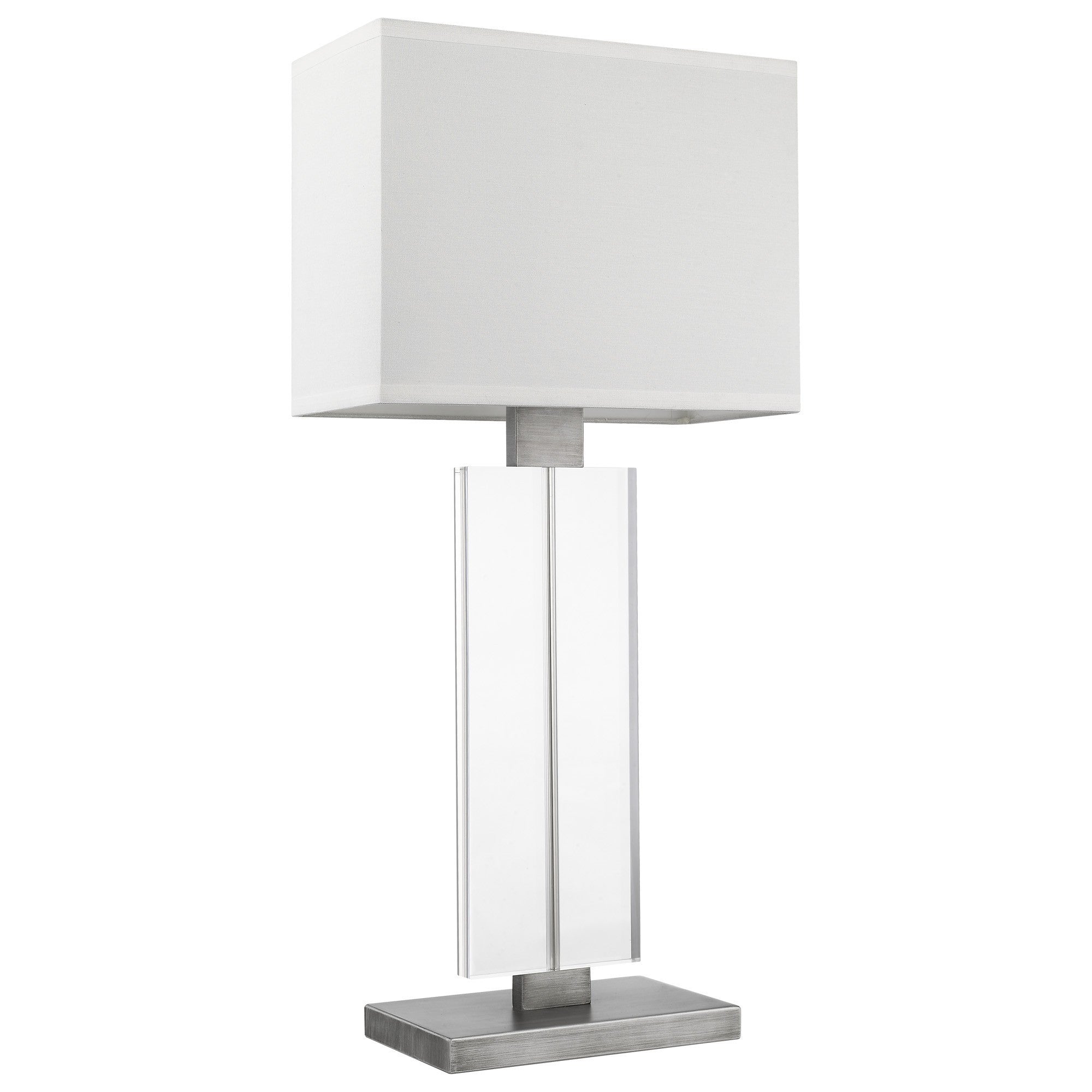31" Silver Metal and Acrylic Buffet Lamp With White Shade - Homeroots - Flyclothing LLC