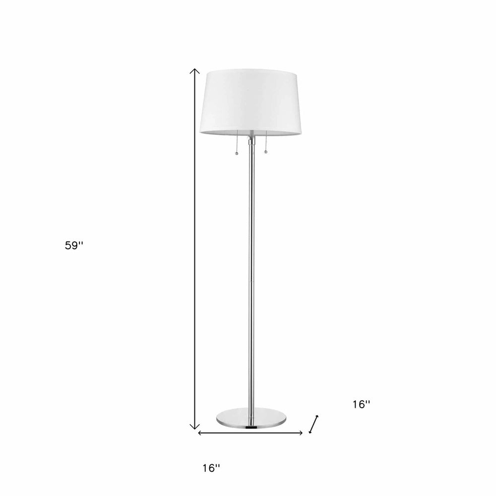 59" Chrome Traditional Shaped Floor Lamp With White Empire Shade - Homeroots - Flyclothing LLC
