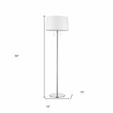 59" Chrome Traditional Shaped Floor Lamp With White Empire Shade - Homeroots