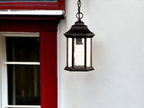 Antique Black Textured Glass Lantern Hanging Light - Homeroots