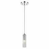 Solo 1-Light Polished Chrome Pendant With Multi-Faceted Round Crystal Shade - Homeroots