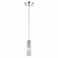 Solo 1-Light Polished Chrome Pendant With Multi-Faceted Round Crystal Shade