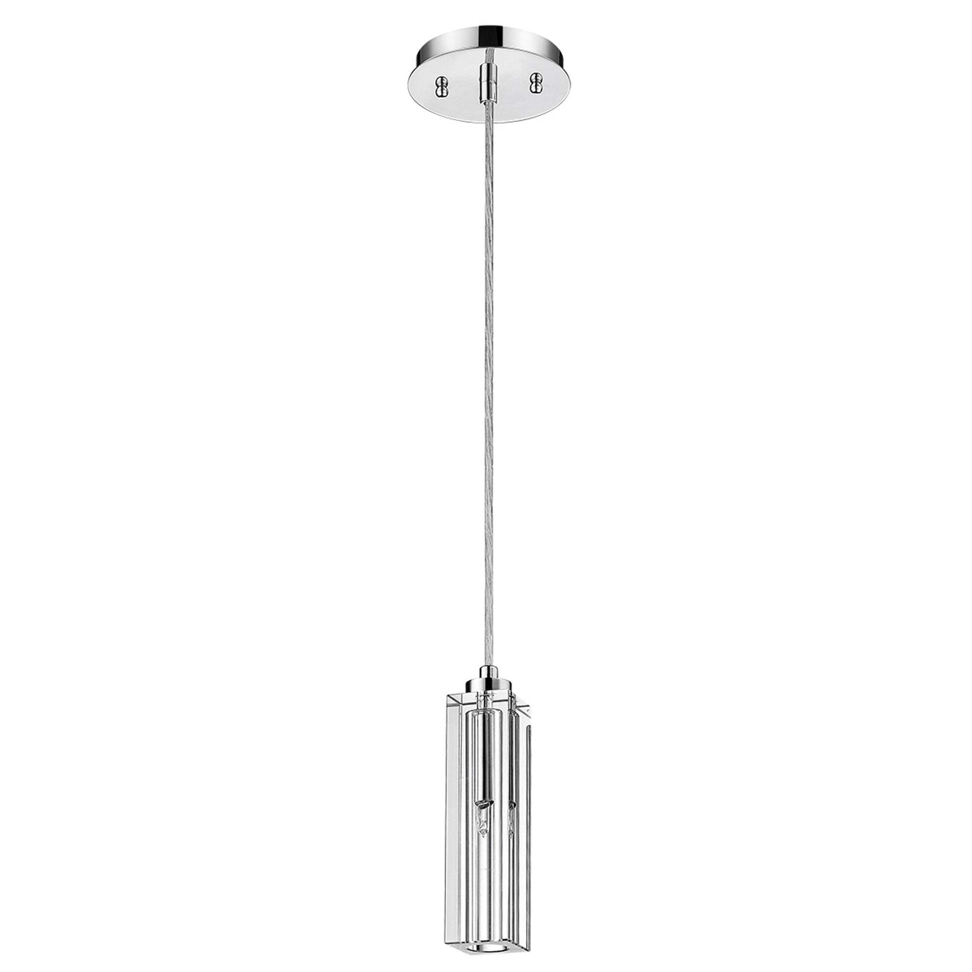 Solo 1-Light Polished Chrome Pendant With Square 4-Sided Cut Crystal Shade - Homeroots - Flyclothing LLC