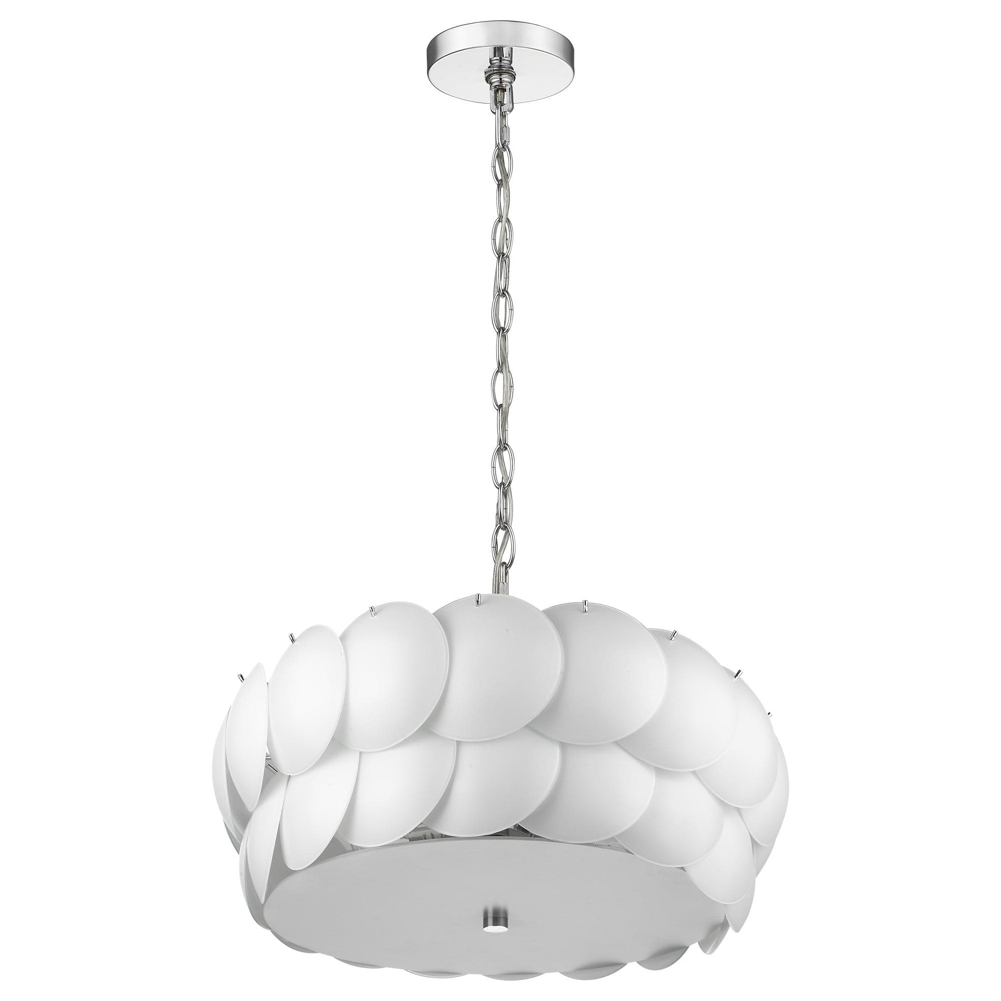 Selene 6-Light Polished Chrome Pendant With Overlapping Frosted White Glass Discs Shade - Homeroots