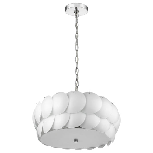 Selene 6-Light Polished Chrome Pendant With Overlapping Frosted White Glass Discs Shade - Homeroots