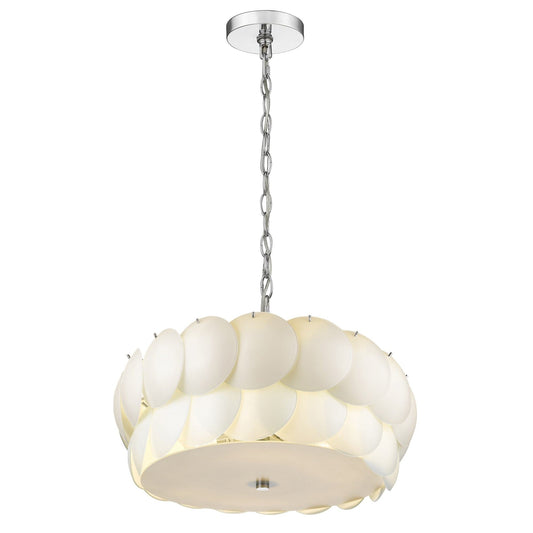 Selene 6-Light Polished Chrome Pendant With Overlapping Frosted White Glass Discs Shade - Homeroots