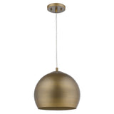 Latitude 1-Light Hand Painted Antique Gold Pendant With Gold Interior Shade - Homeroots