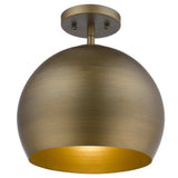 Latitude 1-Light Hand Painted Antique Gold Pendant With Gold Interior Shade - Homeroots - Flyclothing LLC