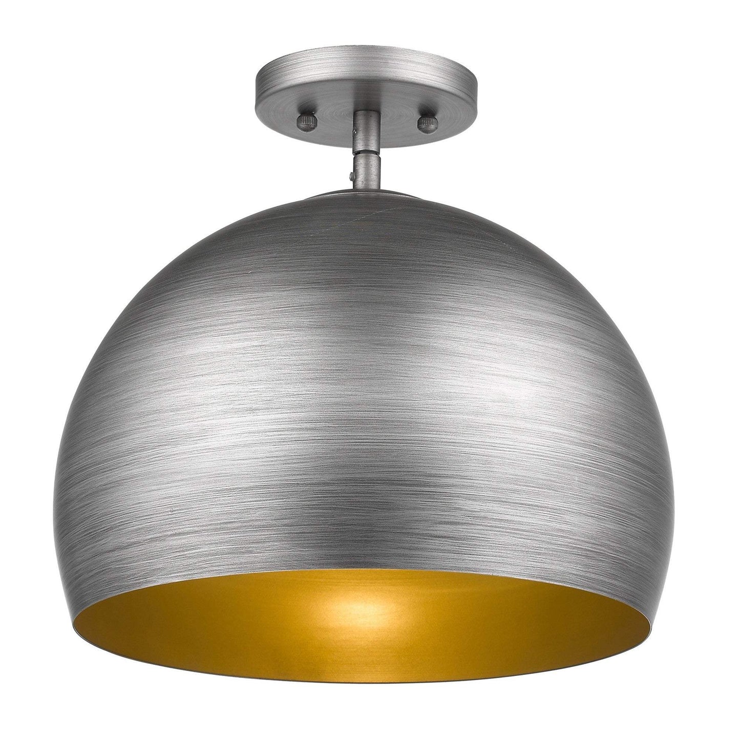 Latitude 1-Light Hand Painted Weathered Pewter Pendant With Gold Interior Shade (13.75") - Homeroots - Flyclothing LLC