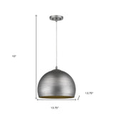 Latitude 1-Light Hand Painted Weathered Pewter Pendant With Gold Interior Shade (13.75") - Homeroots - Flyclothing LLC