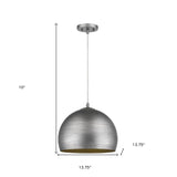 Latitude 1-Light Hand Painted Weathered Pewter Pendant With Gold Interior Shade (13.75") - Homeroots