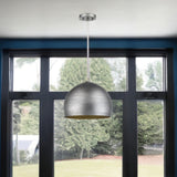 Latitude 1-Light Hand Painted Weathered Pewter Pendant With Gold Interior Shade (13.75") - Homeroots - Flyclothing LLC
