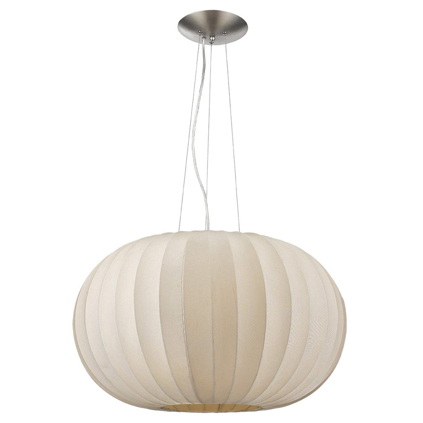 Shanghai 1-Light Brushed Nickel Pendant With Sheer Pearl Ribbon Shade - Homeroots - Flyclothing LLC