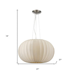 Shanghai 1-Light Brushed Nickel Pendant With Sheer Pearl Ribbon Shade - Homeroots