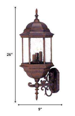 Three Light Brown Domed Textured Glass Lantern Wall Light - Homeroots - Flyclothing LLC