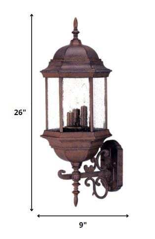 Three Light Brown Domed Textured Glass Lantern Wall Light - Homeroots - Flyclothing LLC