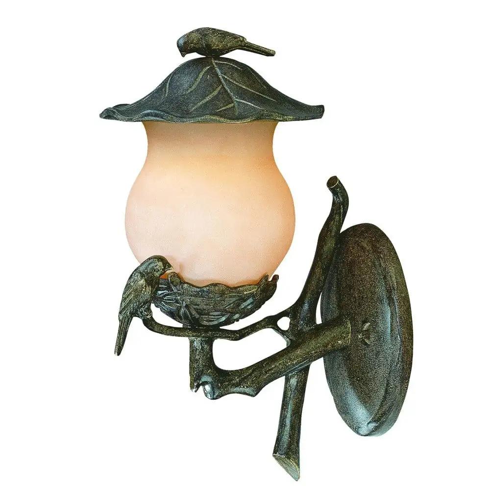 Vintage Black and Gold Bird Detail Lantern Wall Light - Homeroots