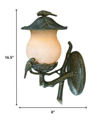 Vintage Black and Gold Bird Detail Lantern Wall Light - Homeroots - Flyclothing LLC