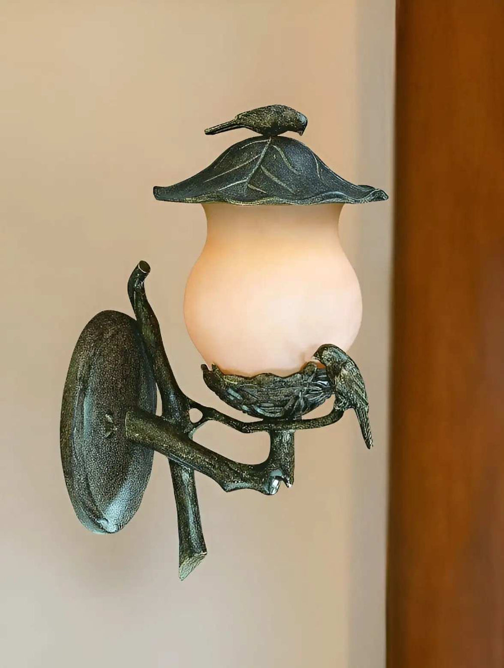 Vintage Black and Gold Bird Detail Lantern Wall Light - Homeroots - Flyclothing LLC