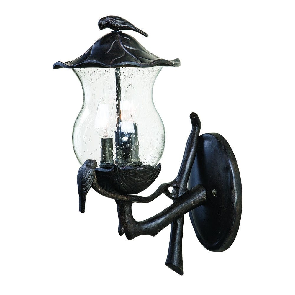Avian 3-Light Black Coral Wall Light With Seeded Glass - Homeroots