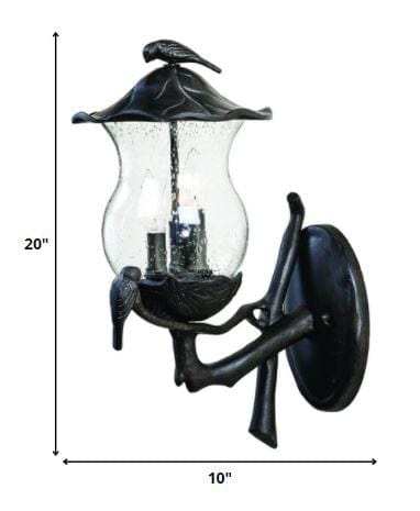 Avian 3-Light Black Coral Wall Light With Seeded Glass - Homeroots - Flyclothing LLC