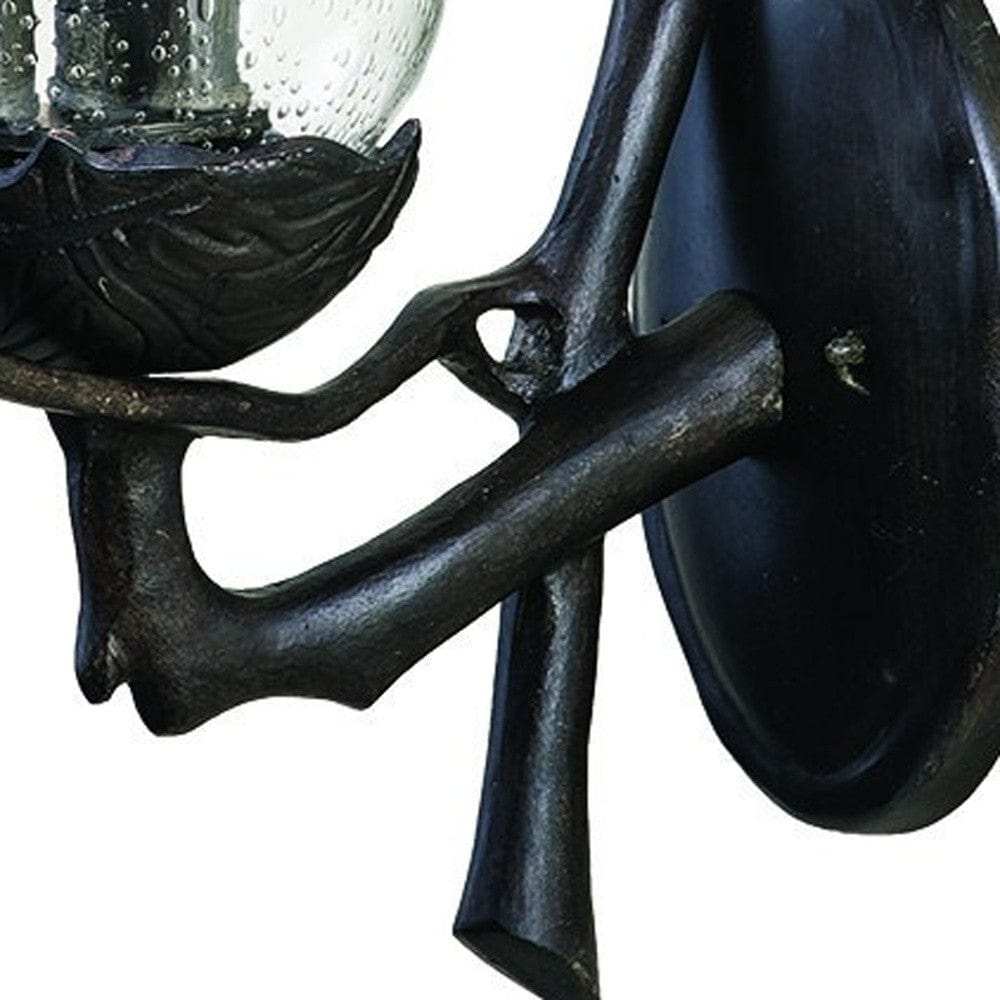 Avian 3-Light Black Coral Wall Light With Seeded Glass - Homeroots - Flyclothing LLC