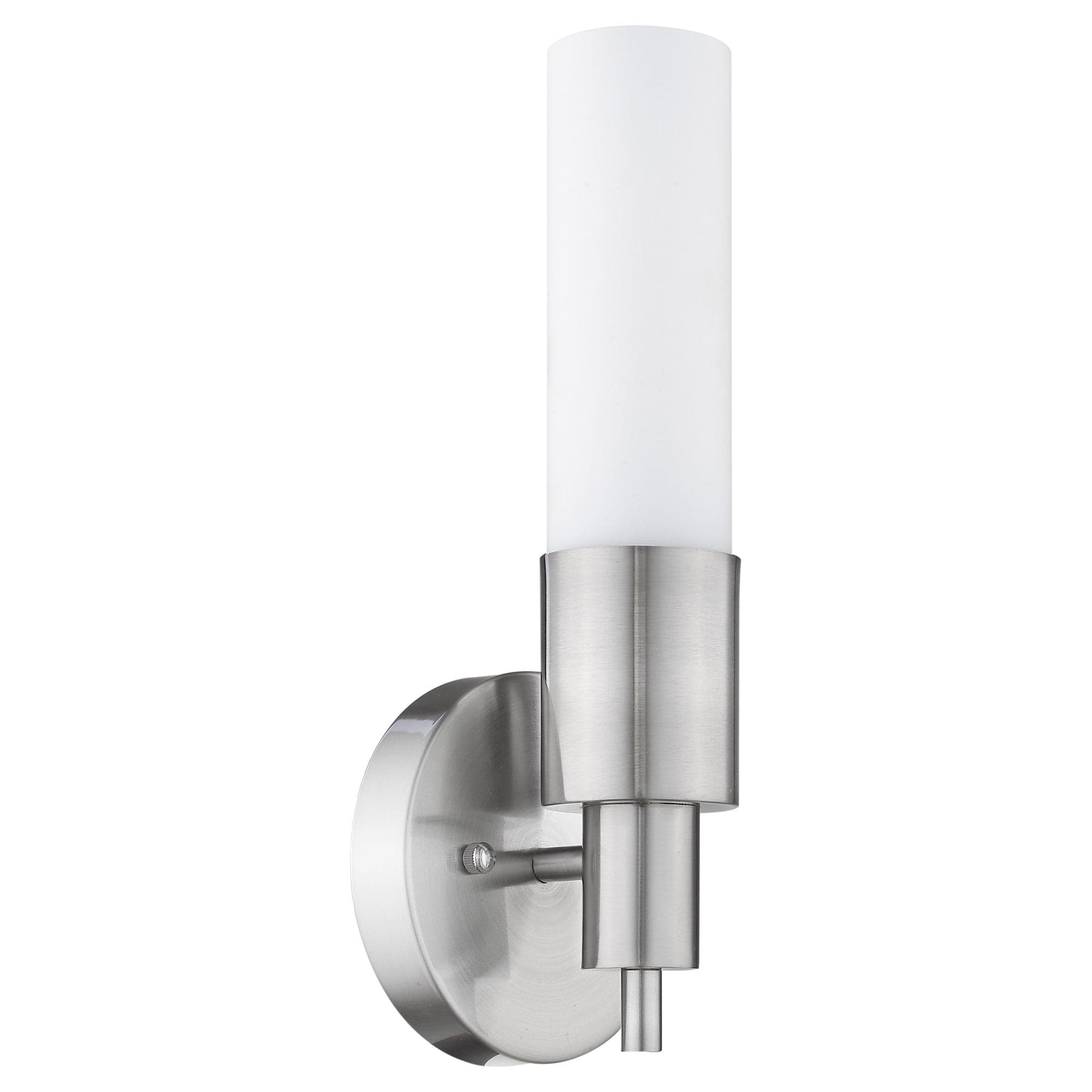 Silver Narrow Wall Light with Frosted Glass Shade - Homeroots