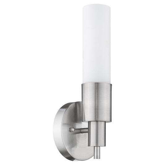 Silver Narrow Wall Light with Frosted Glass Shade - Homeroots