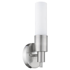 Silver Narrow Wall Light with Frosted Glass Shade - Homeroots