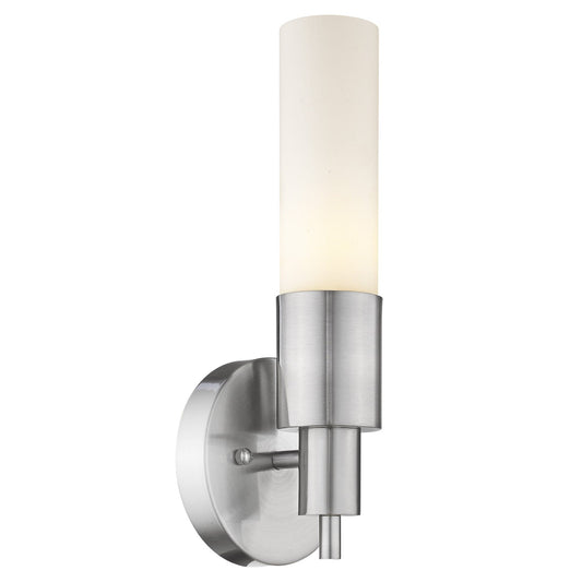 Silver Narrow Wall Light with Frosted Glass Shade - Homeroots
