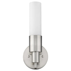 Silver Narrow Wall Light with Frosted Glass Shade - Homeroots