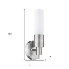 Silver Narrow Wall Light with Frosted Glass Shade - Homeroots