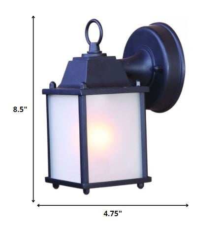 Matte Black Hanging Frosted Glass Lantern Wall Light - Homeroots - Flyclothing LLC