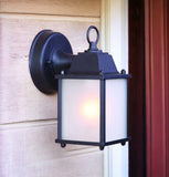 Matte Black Hanging Frosted Glass Lantern Wall Light - Homeroots