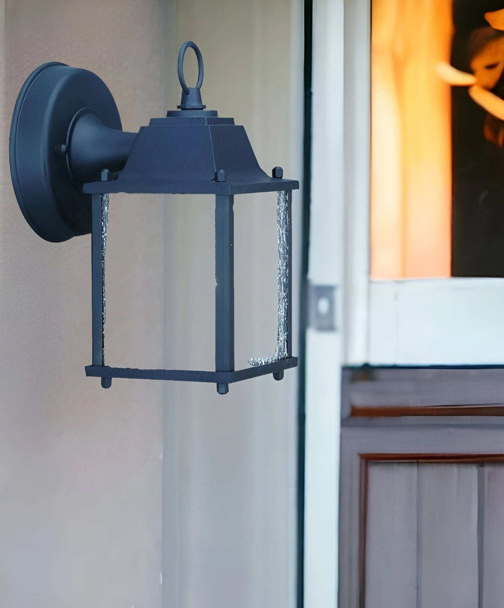 Matte Black Hanging Waterfall Glass Lantern Wall Light - Homeroots - Flyclothing LLC