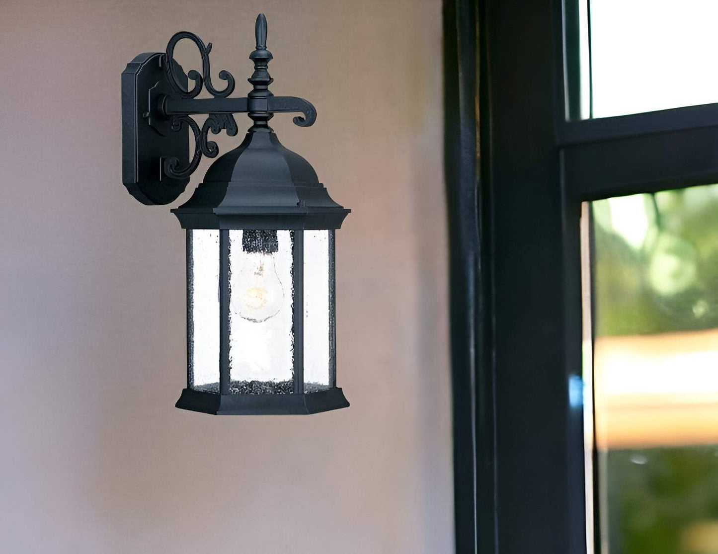 Petite Matte Black Domed Hanging Lantern Wall Light - Homeroots - Flyclothing LLC