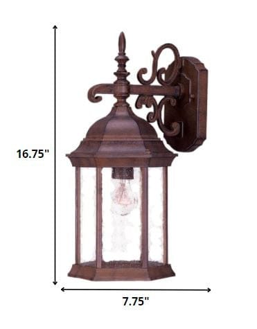 Narrow Brown Domed Hanging Lantern Wall Light - Homeroots