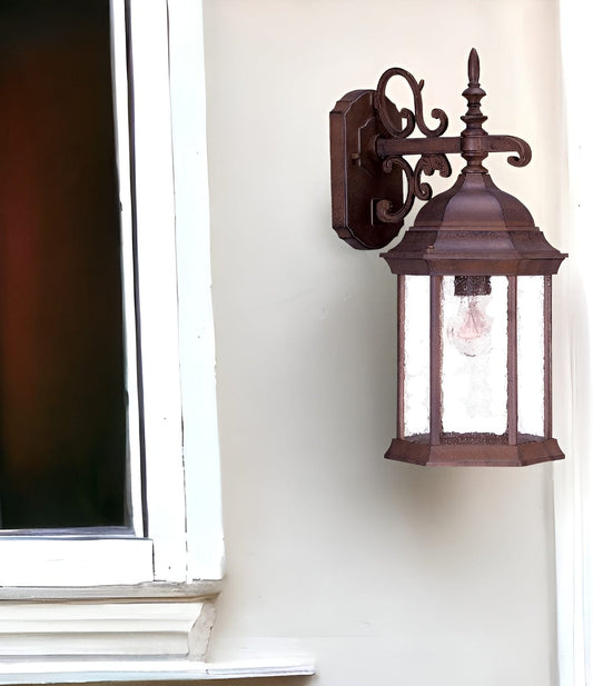 Narrow Brown Domed Hanging Lantern Wall Light - Homeroots